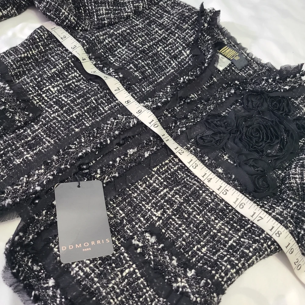 DDMorris Paris Black Tweed Women's Blazer/ Jacket‎ NWT Size 44/Small